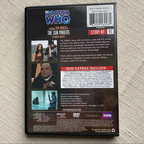 The Sun Makers Story 95 Season 15 The Classic Series The Fourth Doctor Who DVD - Picture 3 of 7